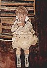 Sitting child by Egon Schiele